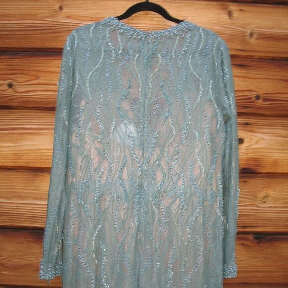 Mac Duggal 79291 Womens BEADED ILLUSION LONG SLEEVE PLUNGE NECK GOWN - Picture 12 of 16